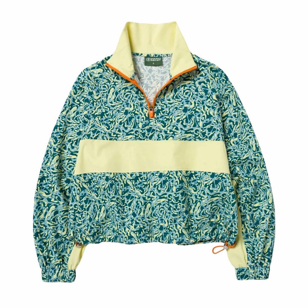 NEW PARKS PROJECT men's new river flow quarter zip windbreaker in green